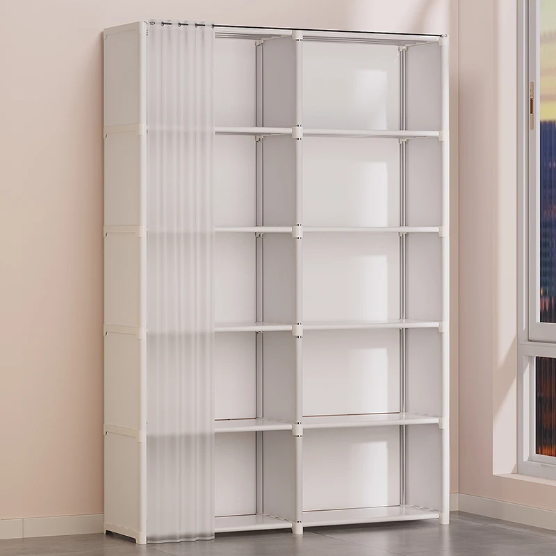 6/5 Layers Dustproof Wardrobe Bedroom Open Simple Assembly Storage Cabinet High Capacity Partition Bookshelf Closet Organizer