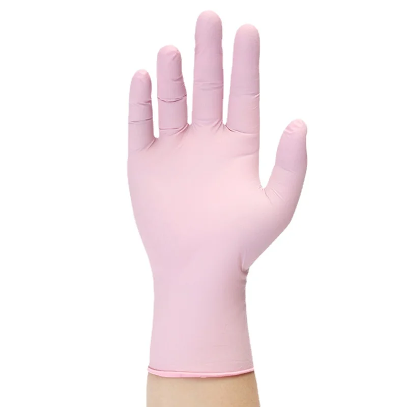 Guanti monouso rosa Nitrile 100Count XS guanti in vinile senza lattice donna bambini guanti di bellezza per salone di pulizia della casa senza