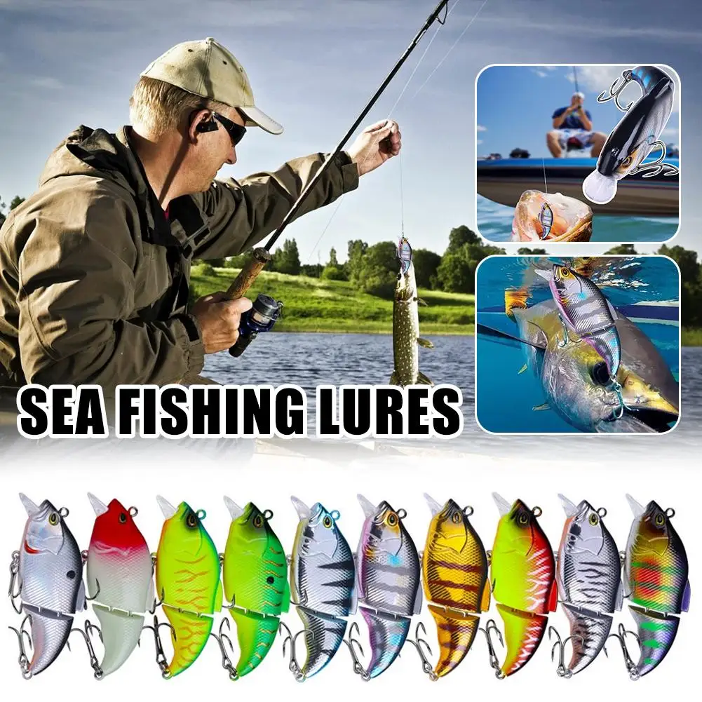 New 8cm Lure Multi Section Fish Long Throw Perch Fake Bait 2-section Submerged Fake Bait 2-hook Fishing Rod Fishing Supplies