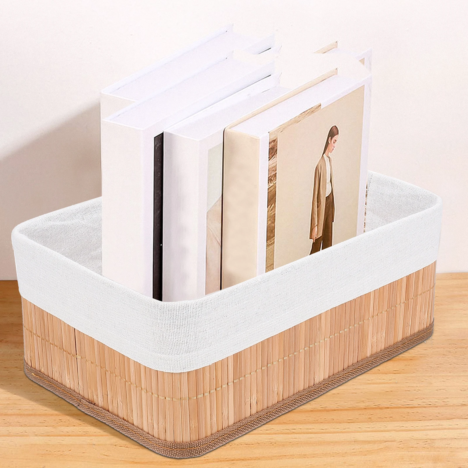 

3 Pcs Bamboo Storage Baskets Vintage Design Hotel Bedroom Decoration Flat Stable Base Desk ganizer Home Accessory