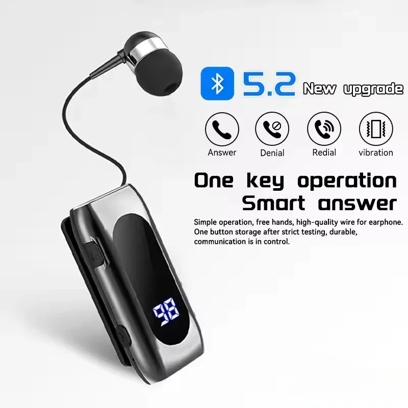 K55 Lavalier Bluetooth 5.2 Wireless Headphones 20 Hours Talk Time LED Display Noise Cancelling Earphones for Business and Music