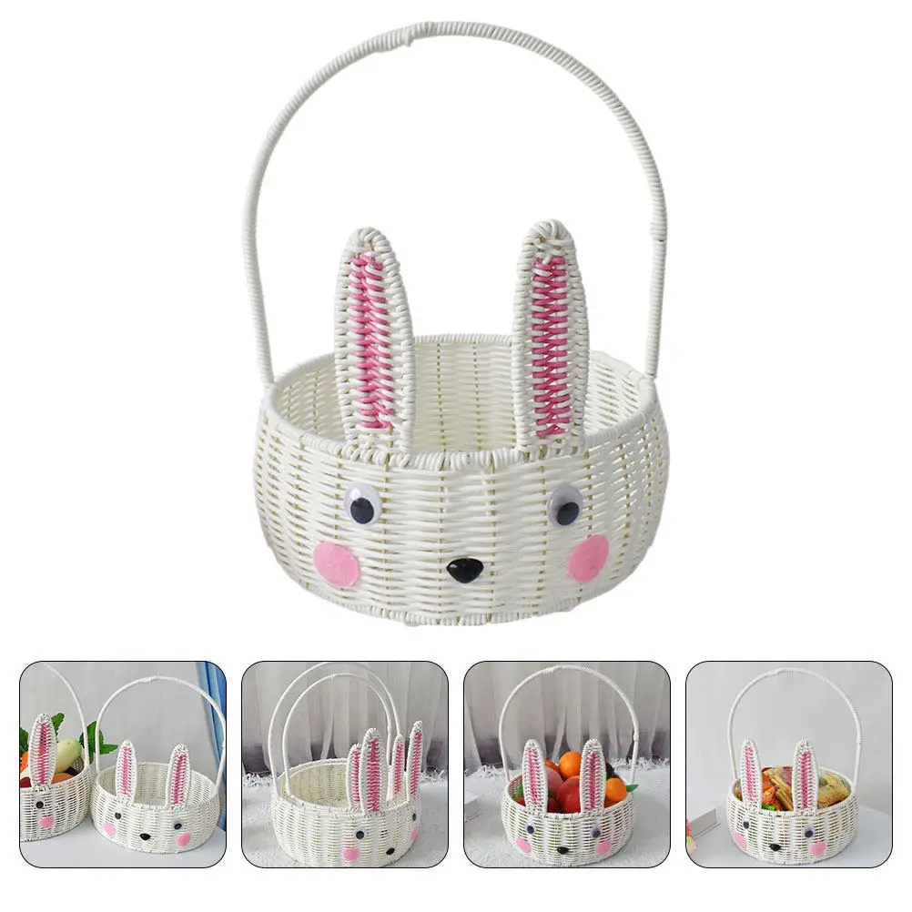 

Плетеная корзина ручной работы «Пасхальный кролик»: портативная корзина для пикника с ручкой, многофункциональная, для хранения цветов и фруктов, декоративная.