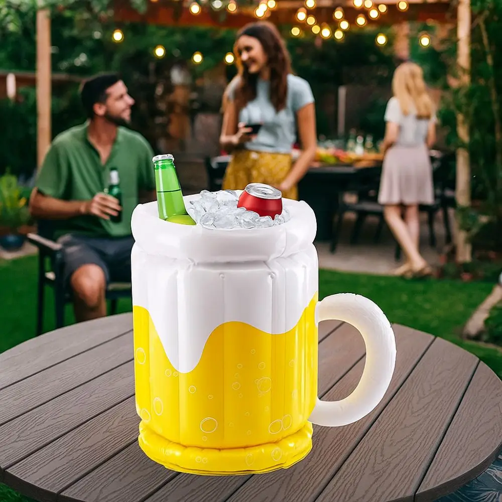 

Thickened PVC PVC Inflatable Ice Bucket Portable Beer Cup Shape Beer Cooler Wear Resistant Inflate Beverage Cooler Outdoor BBQ