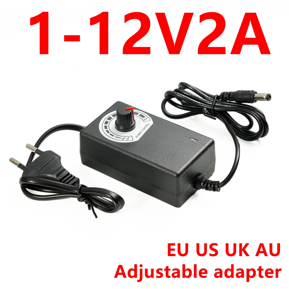 Output 1-12V Adjustable Power Supply DC12V 100-240V Switching Stepless Voltage Regulation Power Adapter Universal 12volt Adapter