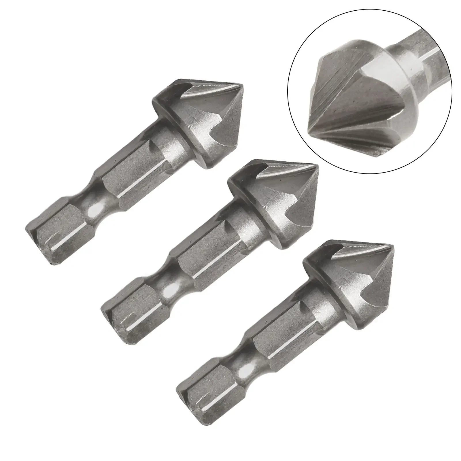 Сверло с 6 канавками для удаления заусенцев, деревообработка, быстрая резка, серебристый цвет, диаметр хвостовика 1/4 дюйма, размер 36*12,7 мм