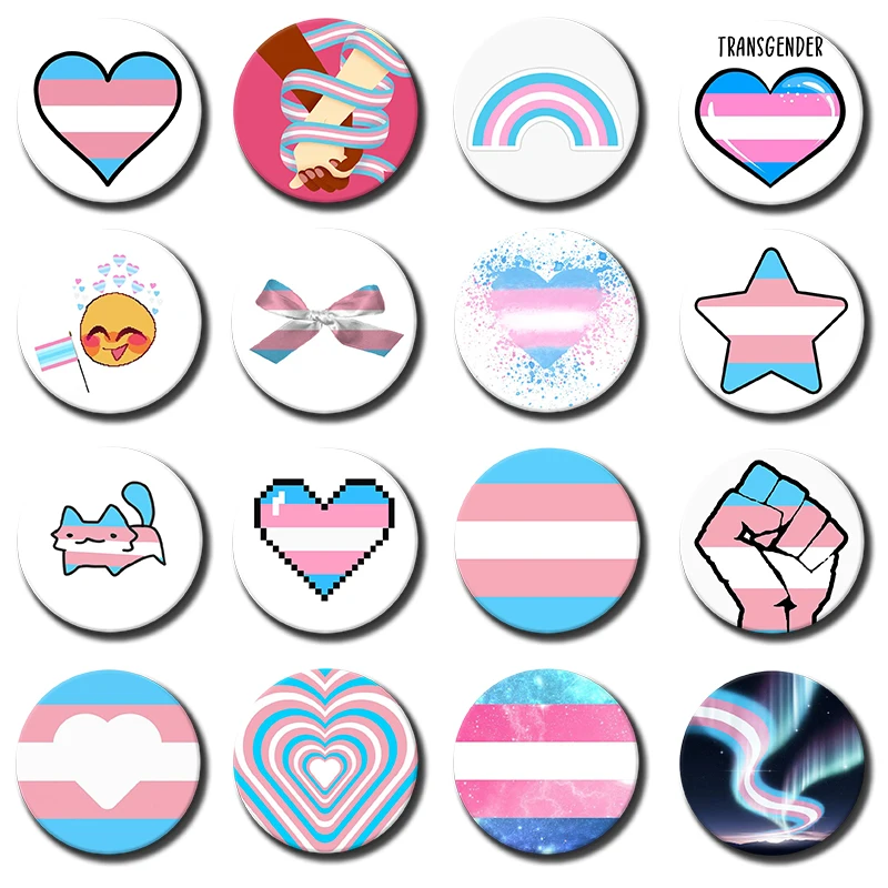 58mm LGBT Trans Transgender Pride Flag Soft Button Pin Gay Lesbian Homosexual Bisexual Pride Brooches Rainbow Aesthetic Badge