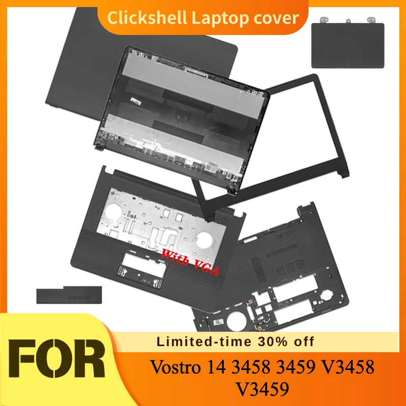 NEW Screen Back Cover/Front Bezel/Palmrest/Bottom Case/Door Cover Replace Part Black For Dell Vostro 14 3458 3459 V3458 V3459