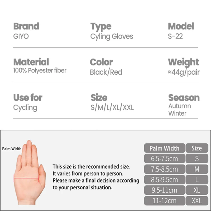 GIYO Winter Cycling Warm Gloves Thickening Long Full Finger Gloves Touch Screen SBR Shockproof Palm Bicycle Themal Mittens