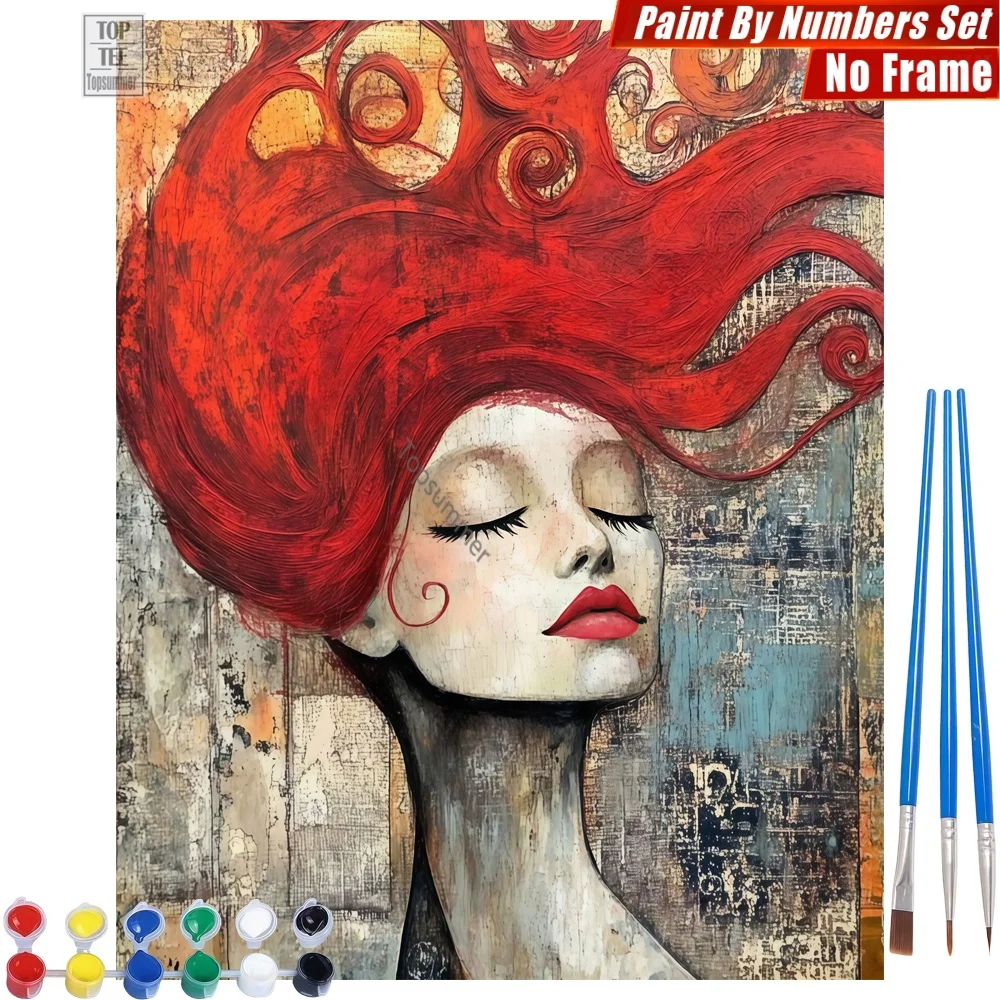 

Набор для рисования по номерам «Спокойная рыжеволосая женщина» - Качественный подарок на Рождество для папы, для семейного досуга