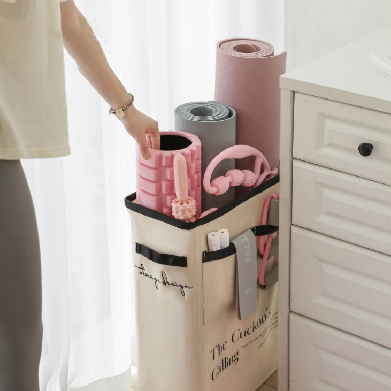 رف تخزين منزلي لصالة الألعاب الرياضية لأسطوانة الرغوة ، حزام اليوغا ، حصير اليوغا السميك وأشرطة المقاومة ، منظم تخزين زاوية المعدات