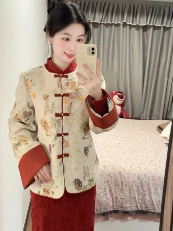 

Новый китайский комплект Sle Retro Faion, уникальная супер красивая хлопковая юбка Jaet Thi Qipao, комплект из двух предметов, зимняя женская одежда