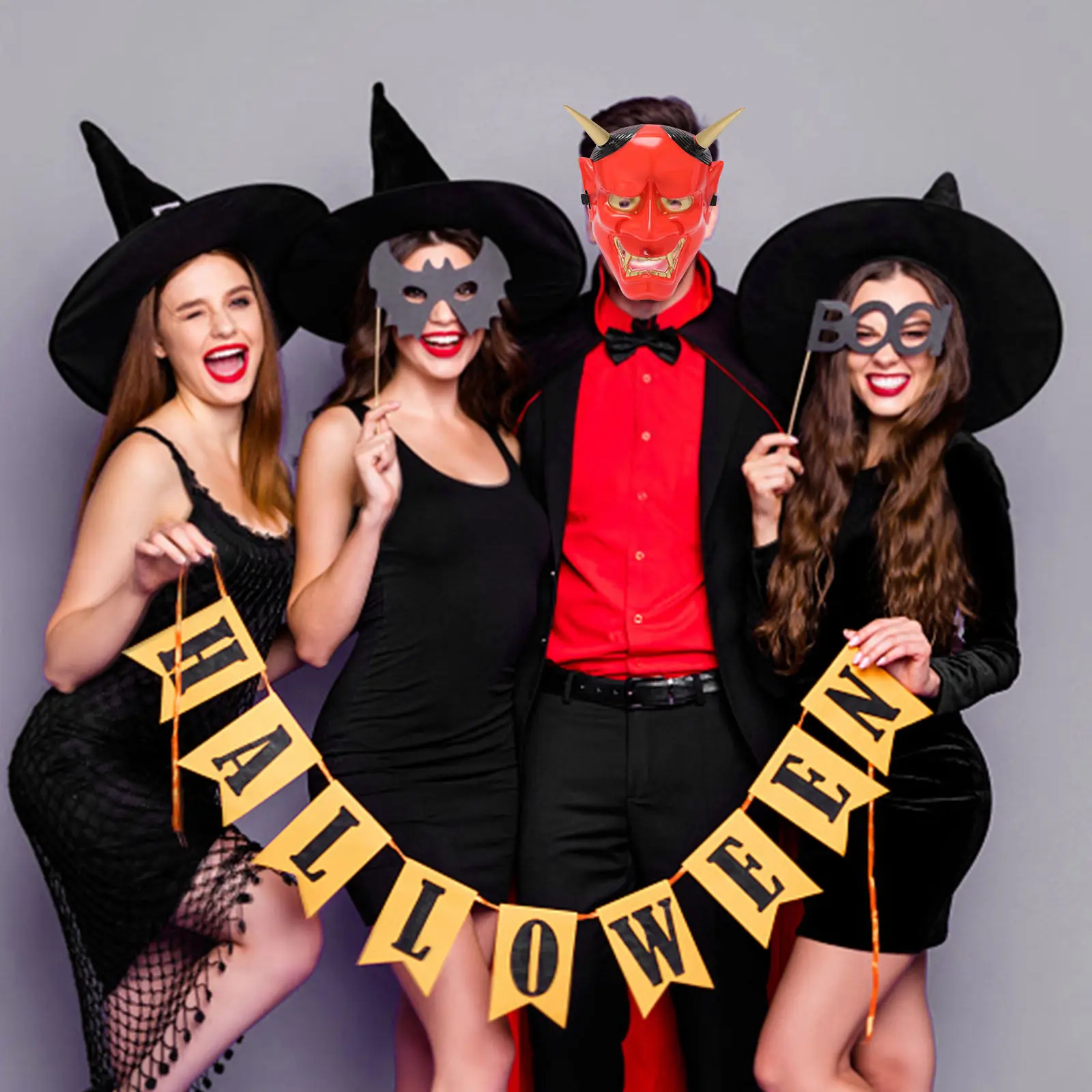 

2Pcs Premium Horrific Mask Red Scary Lifelike Design for Halloween Party Cosplay Performance Props Creepy Prank Masks