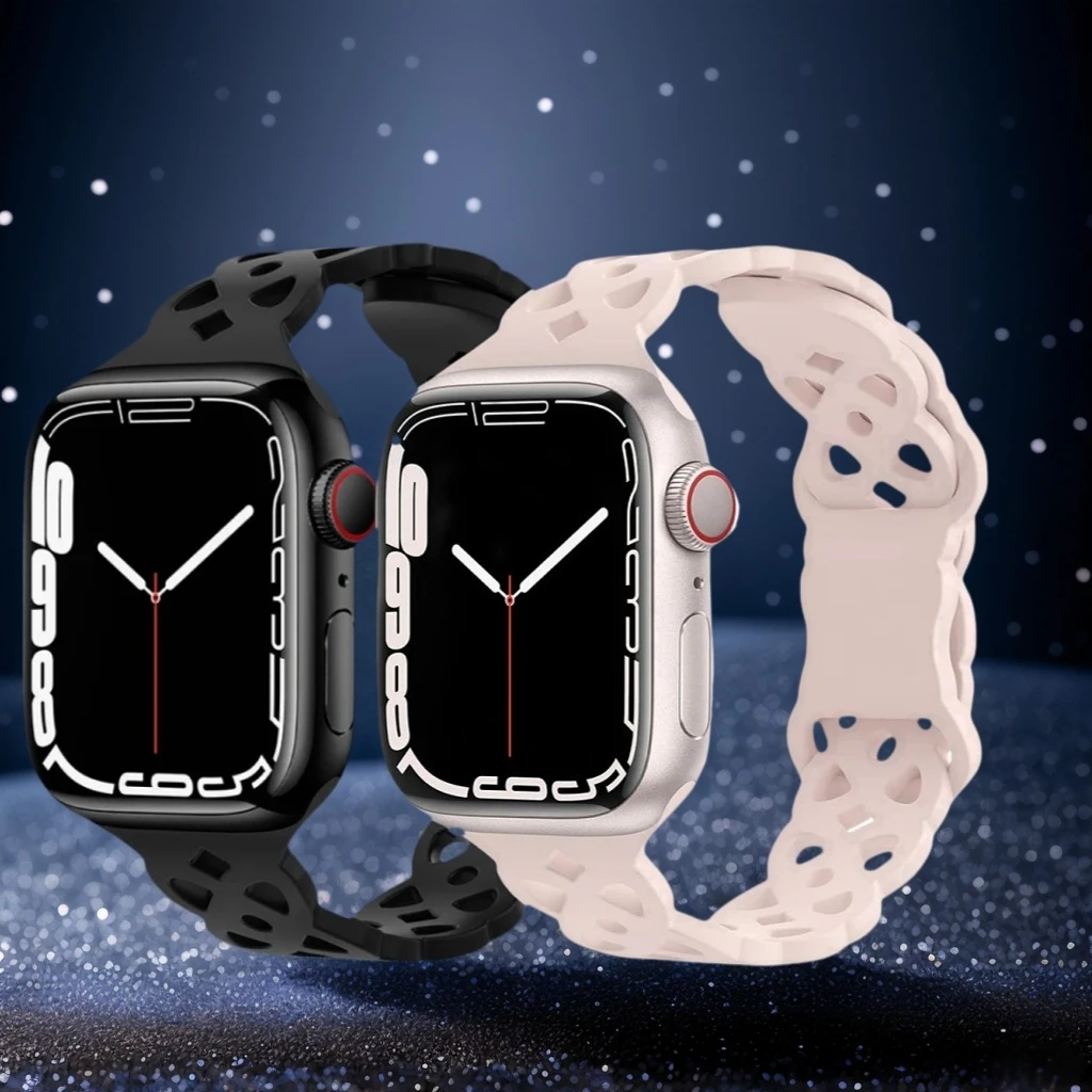 Breathable Silicone Band for Apple Watch Series Ultra 10 9 8 7 6 SE 5 4 correa Bracelet IWatch Strap 40mm 44 42 46 41 45 49 38mm