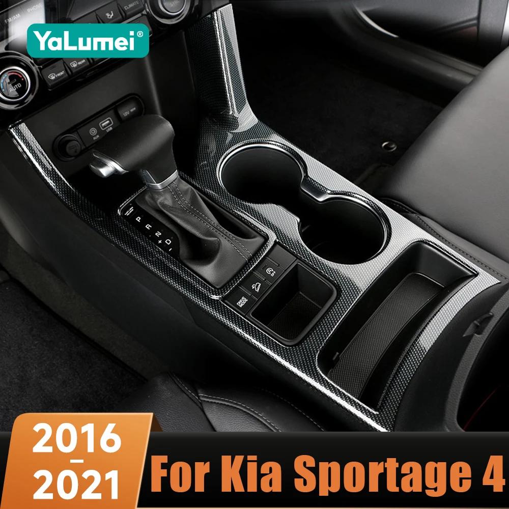 Auto Center Konsole Getriebe Shift Panel Wasser Tasse Halter Rahmen Abdeckung Fall Trim Für Kia Sportage 4 QL 2016 2017 2018 2019 2020 2021