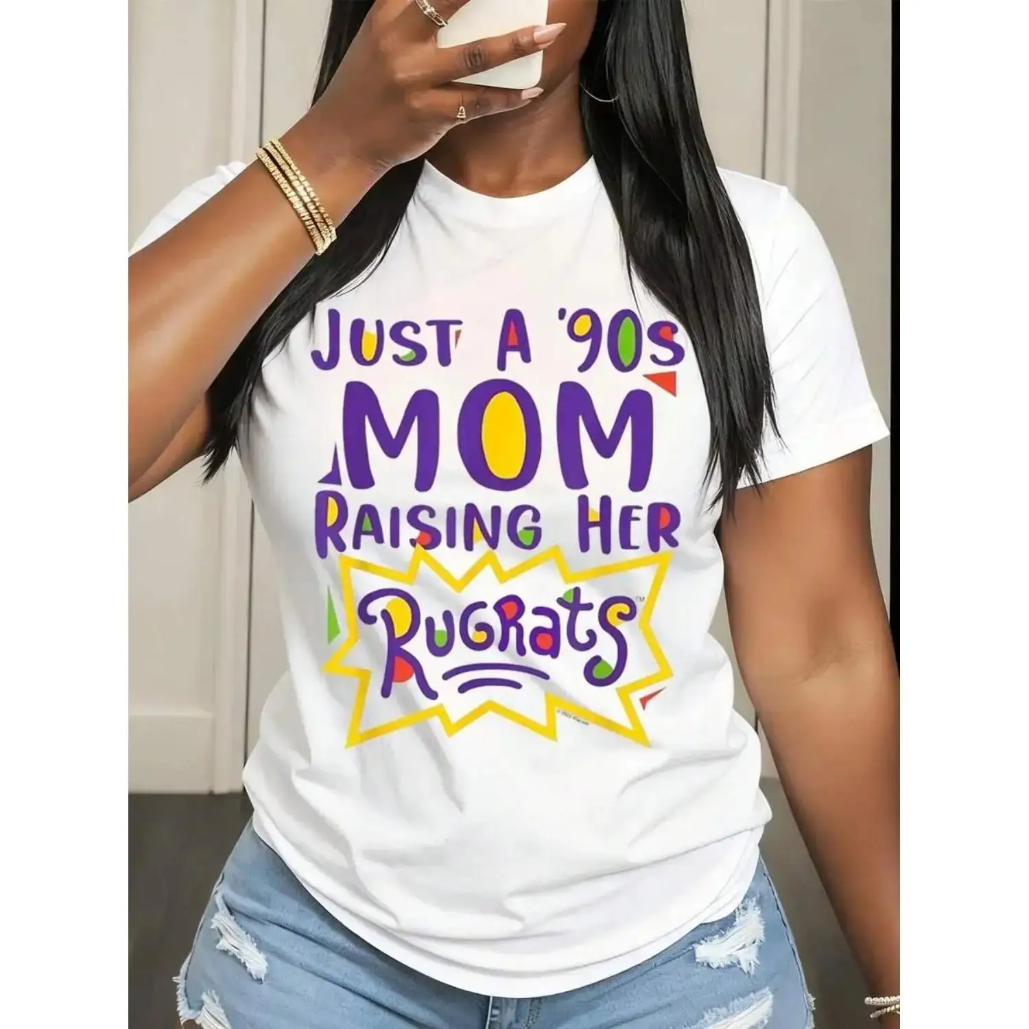 Camiseta con diseño de una mamá de los años 90 que cría a sus hijos, para mujer, regalo nostálgico vintage para padres, camiseta divertida con temática de los años 90 para mamás con hijos de la era de los años 90, perfecta para cumpleaños o celebración del Día de la Madre