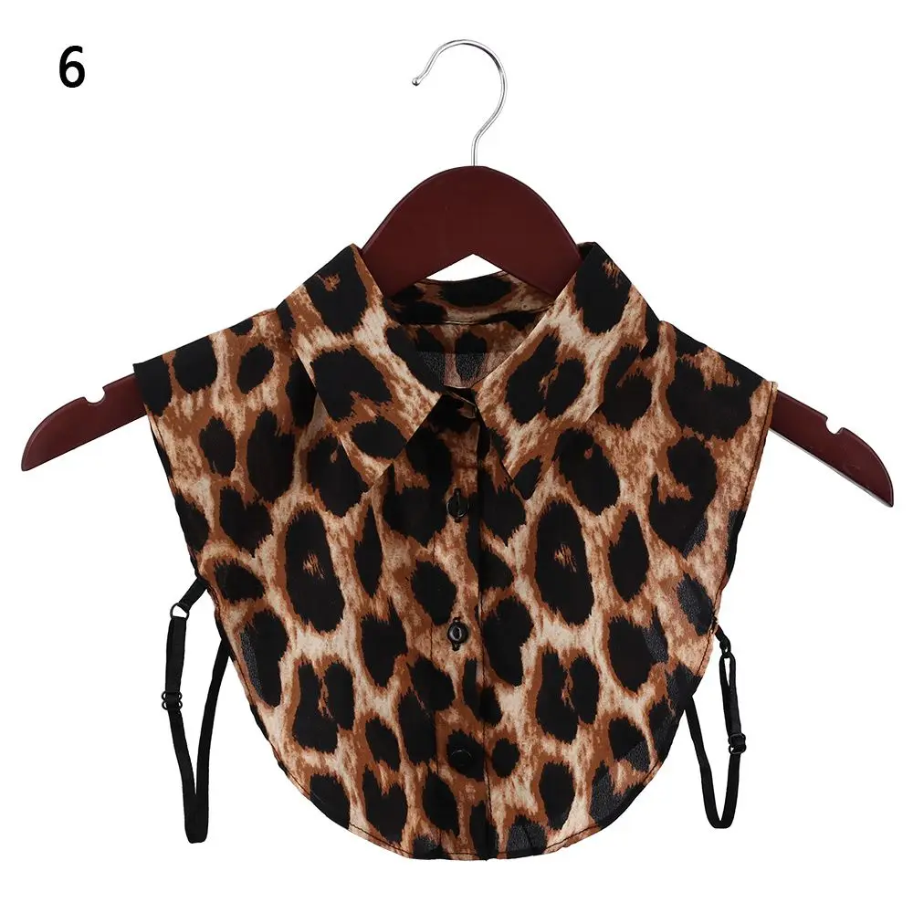 

Women Men Leopard Grain Lace Black/White Lapel Cowboy Shirt Fake Collar Clothes Accessories Cotton Blouse False Collar