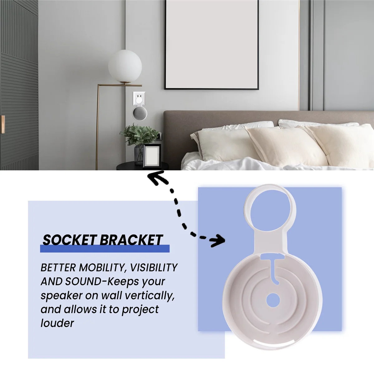 

1 шт. подходит для Google Audio для Google Nest, мини-настенный кронштейн, розетка второго поколения, подвесной кронштейн-вешалка-белый XQ