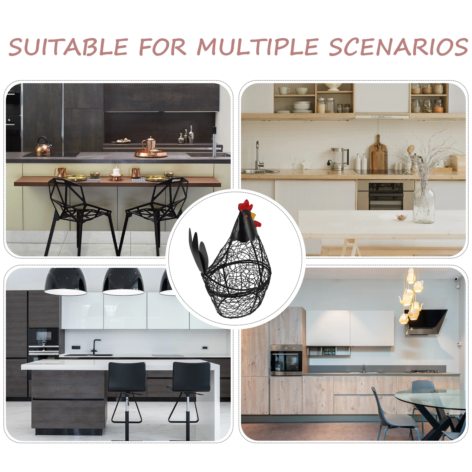 

Creative Chicken Shape Wire Storage Basket For Kitchen Home Use Large Capacity Countertop Organizer Metal Egg Holder Decorative