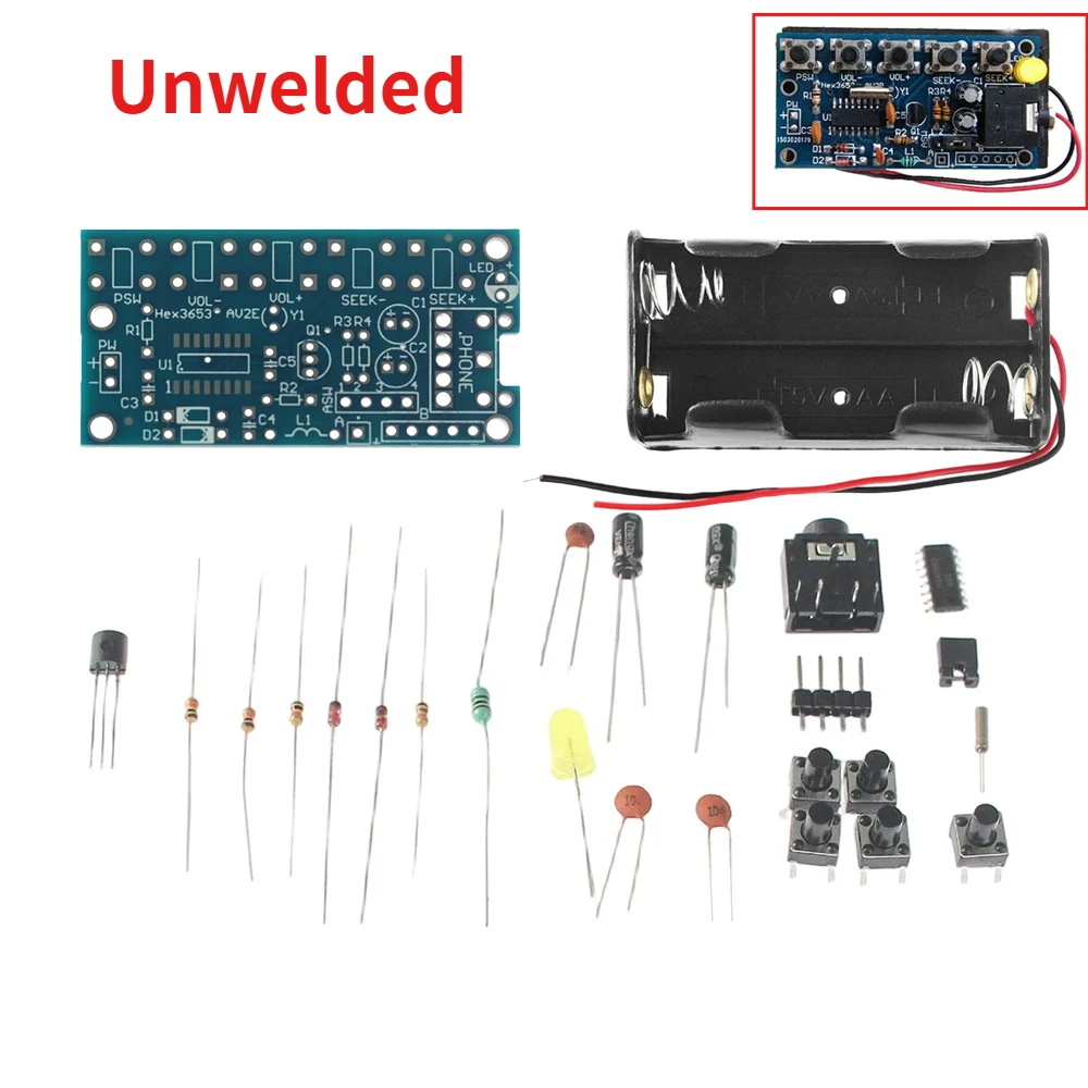 FM Radio DIY Kit 76-108MHz Wireless Stereo FM Radio Receiver Module DC 1.8V-3.6V for Electronics Soldering Practice