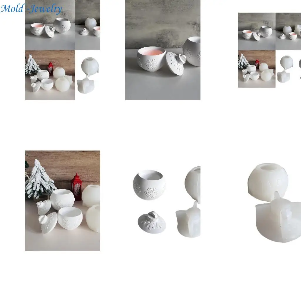 69HB Detailed Cups Mold Sturdy Silicone Snowflake Sphere Shaped Mold For Candle Holders And Decorations