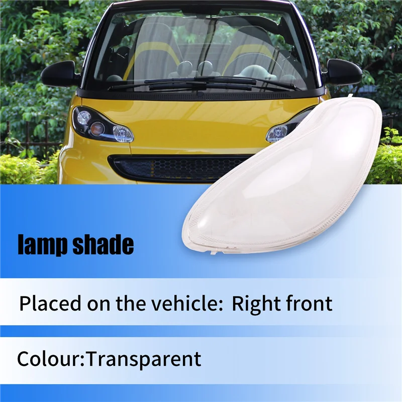 ل سمارت فورتو W451 2009-2015 سيارة العلوي قذيفة قناع شفاف عدسة استبدال جزء عاكس الضوء