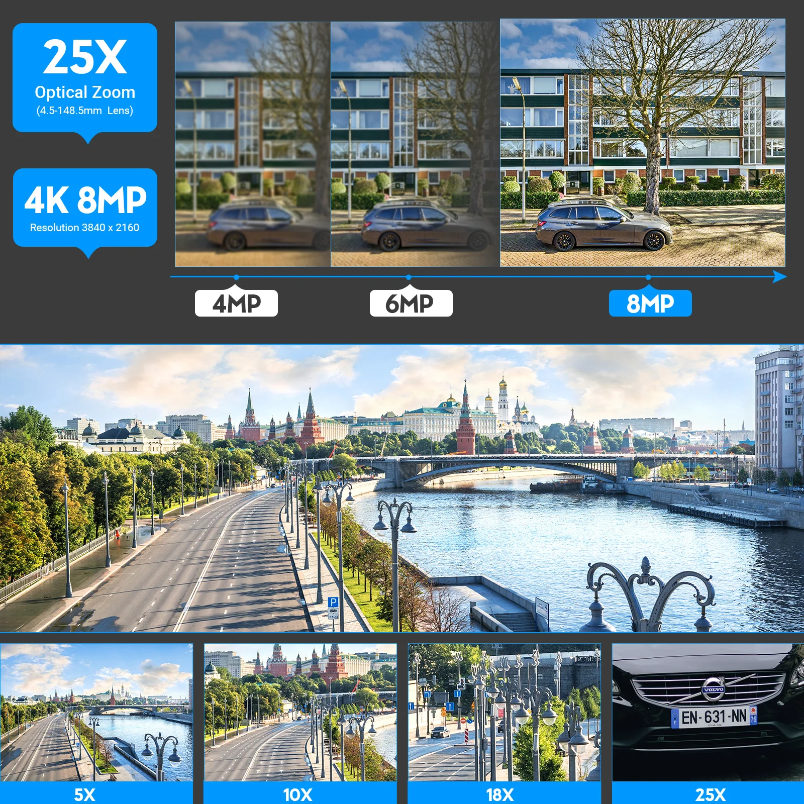 Hikvision Original DS-2SE4C425MWG-E/14 4K 4MP 25X Zoom PTZ IP Camera Colorful IR Panoramic Speed Dome Video Surveillance