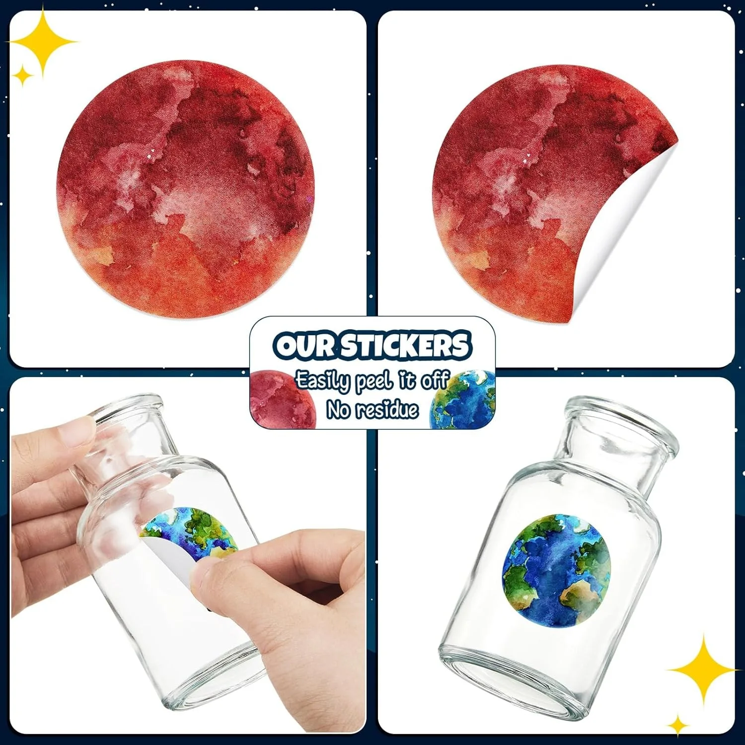 100-500pcs Children Reward Stickers Space Planet Label School Teacher Reward Student Scrapbooking Stationery Diaries Sticker