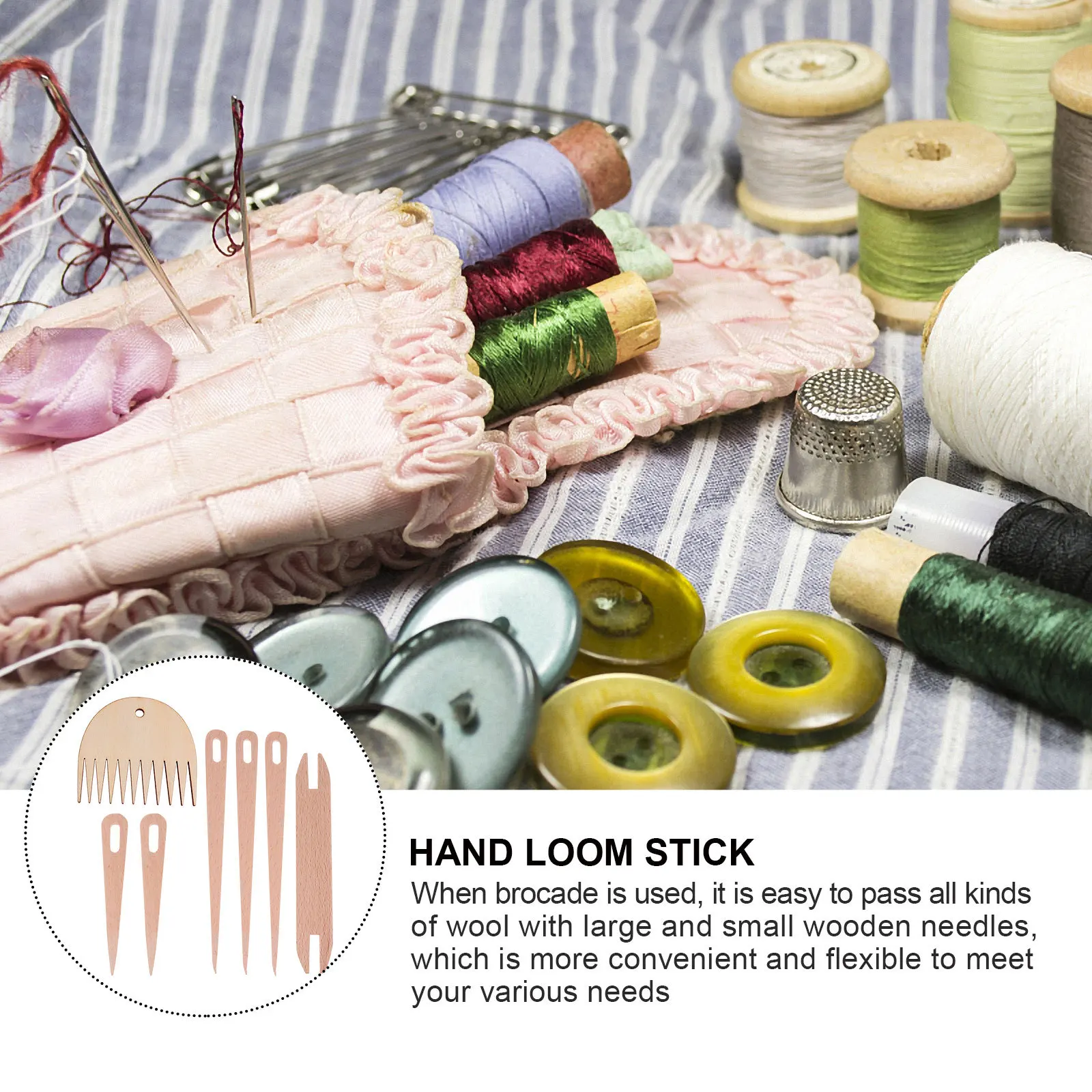 

1 Set Hand Loom Stick Wooden Weaving Knitting Tool Kit For Diy Tapestry Making High-Quality Smooth Durable Eco-Friendly Surface