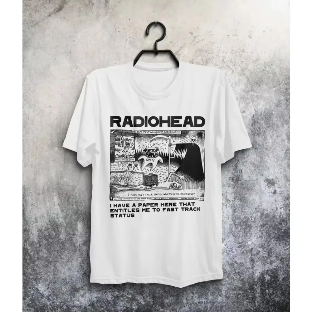 New Radiohead A's Album Tour Concert Rare Navy Blue T-shirts Men Women Streetwear Oversized Y2k Casual Soft Short-sleeved Shirts
