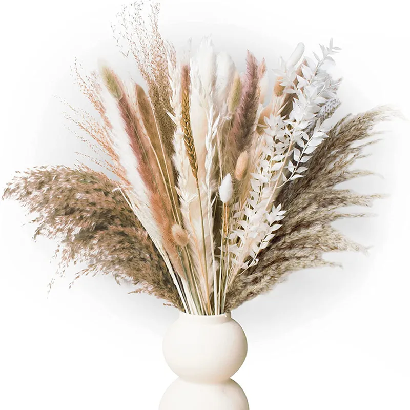 

100PCS 45cm Wholesale Nordic Natural Dried Pampas Reeds Grass Mariage Bouquet Flower Wedding Accessories For Flores Home Decor