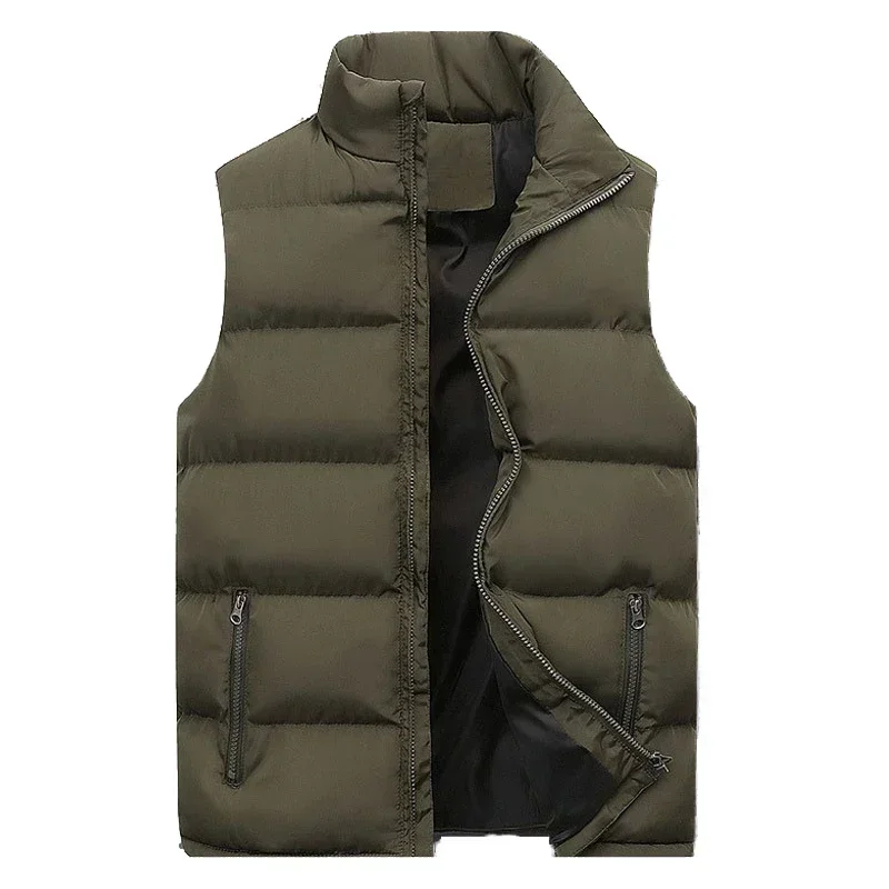 Mens Vest Jacket Warm Sleeveless Jackets Winter Waterproof Zipper Coat Autumn Stand-up Collar Casual Waistcoat Brand Clothing