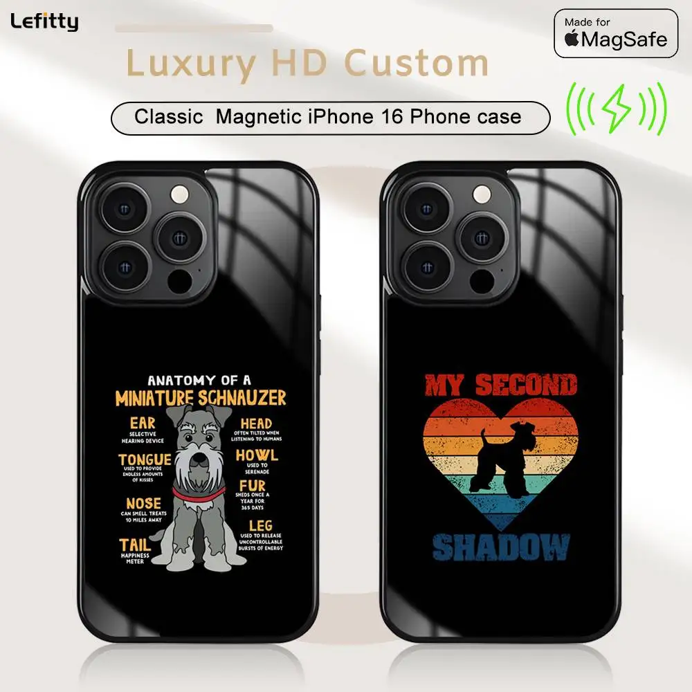 حافظة هاتف مصغرة للكلاب من Schnauzer MagSafe مغناطيسية لهاتف iPhone 16 15 14 13 12 11 Pro Plus Max شاحن لاسلكي صغير Funda #2