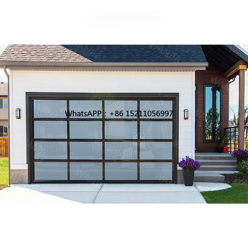 Garage Door Exterior Aluminum Garage Door Mirror Glass Garage Door Minimalist Design Smart Electric Sectional Folding