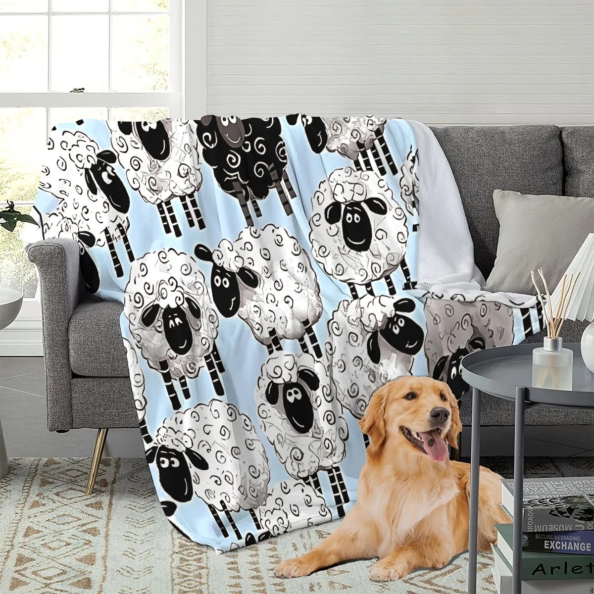 بطانية رمي الأغنام الكرتونية المريحة - ناعمة وخفيفة الوزن وصديقة للبشرة للأريكة والسرير والسفر والتخييم - هدية مثالية للعائلة #3