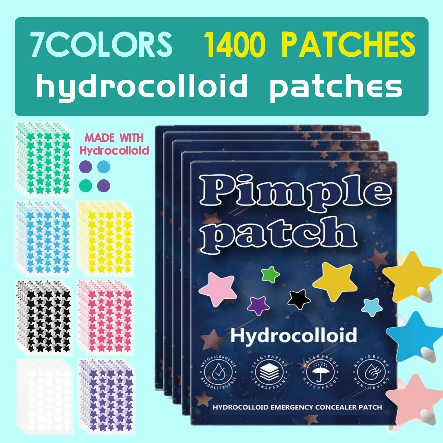 

1400 pieces of multi-color star $%acne patches facial acne patches$% concealer acne patches $%and pimples patches ultra-thin