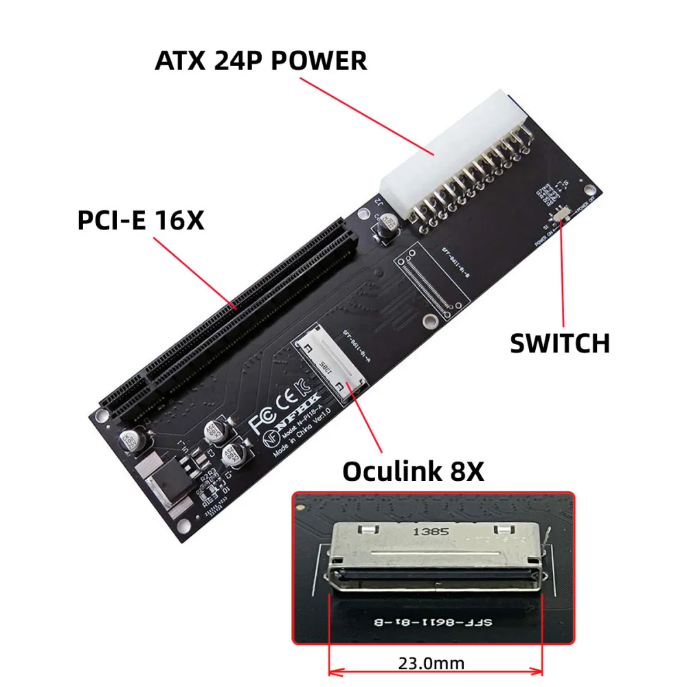 

Chenyang Oculink SFF-8612 8X to PCIE X16 PCI-Express Adapter with ATX 24Pin Power Port for Mainboard Graphics Card