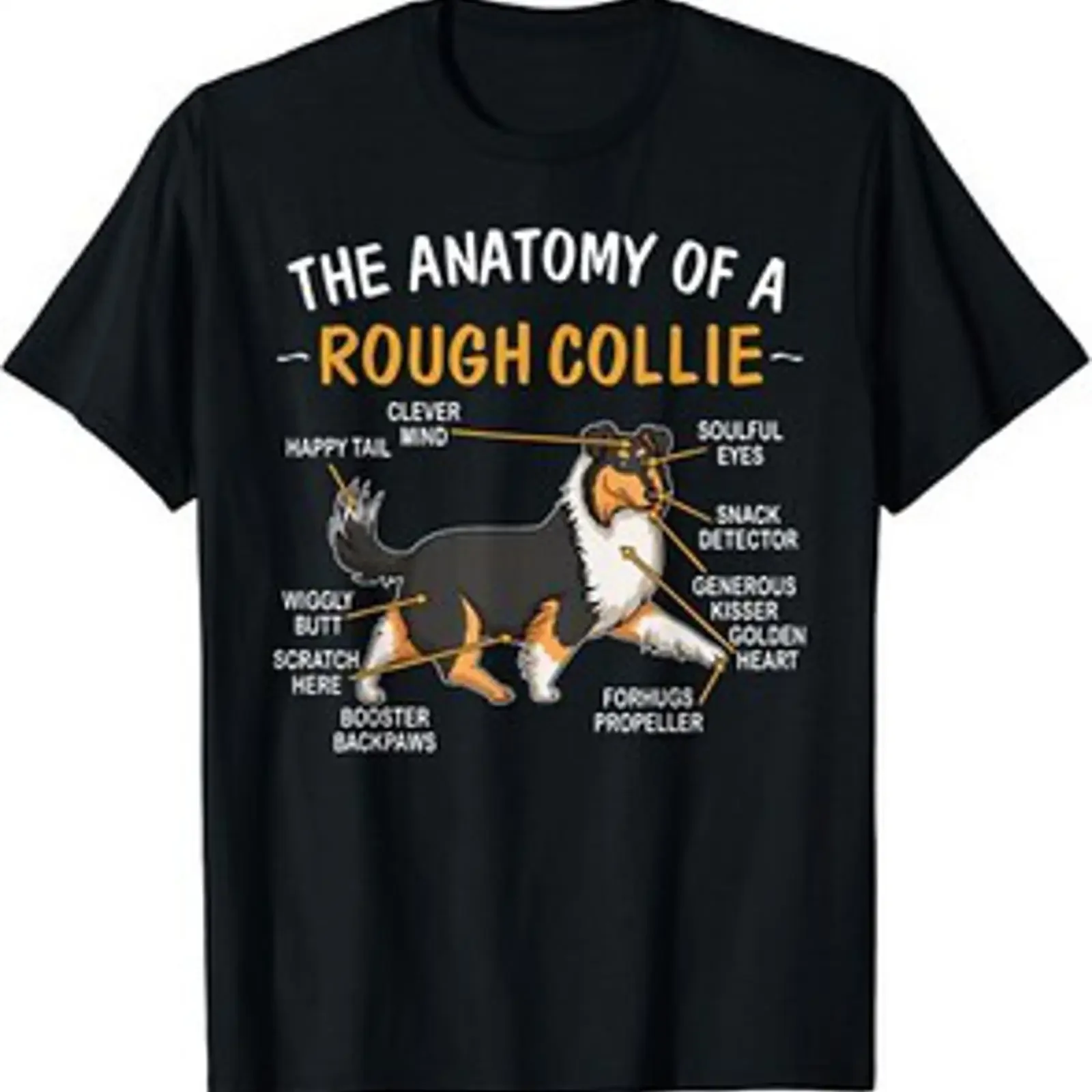 Camiseta unisex divertida con estampado de anatomía de un collie áspero para amantes de los perros, regalo vintage, estilo vintage, unisex, ligeramente elástica