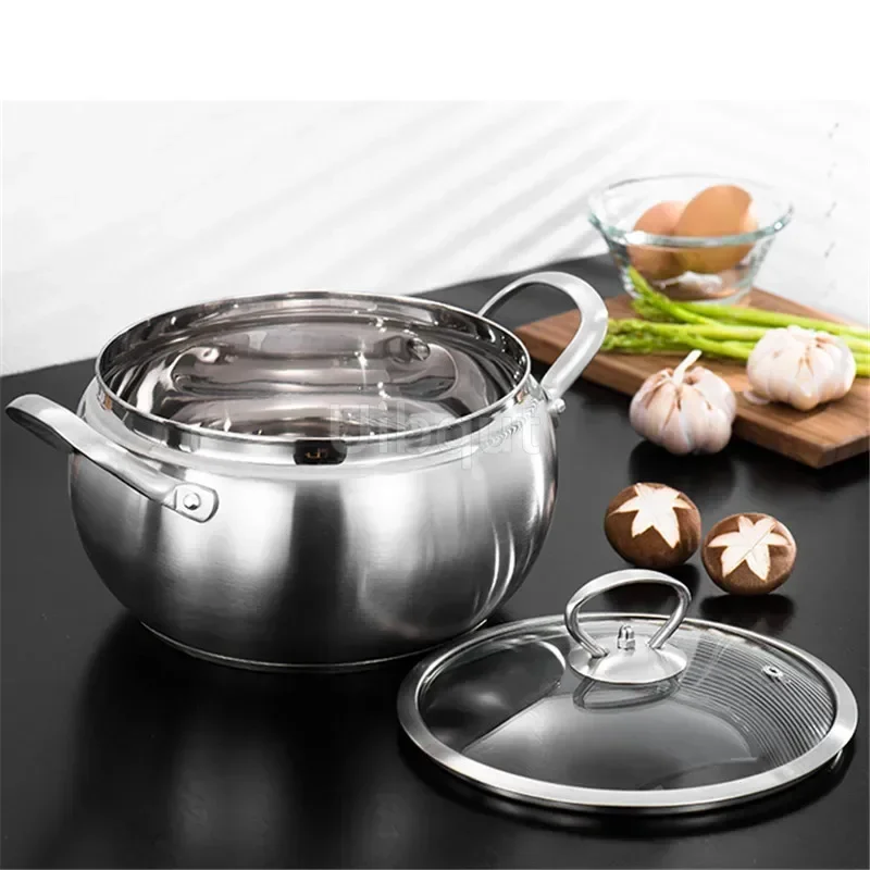 Stainless Steel Pot Hotpot Induction Cooker Gas Stove Pot Home Cookware Kitchen Soup Cooking Pots for Milk Chaffing Dish
