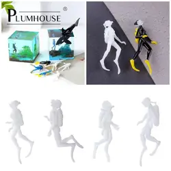 1pc Unpainted Miniatures Ocean Diving Diver Action Figures Model Underwater Dive Decoration Accessories Figurine Toys Fish Tank