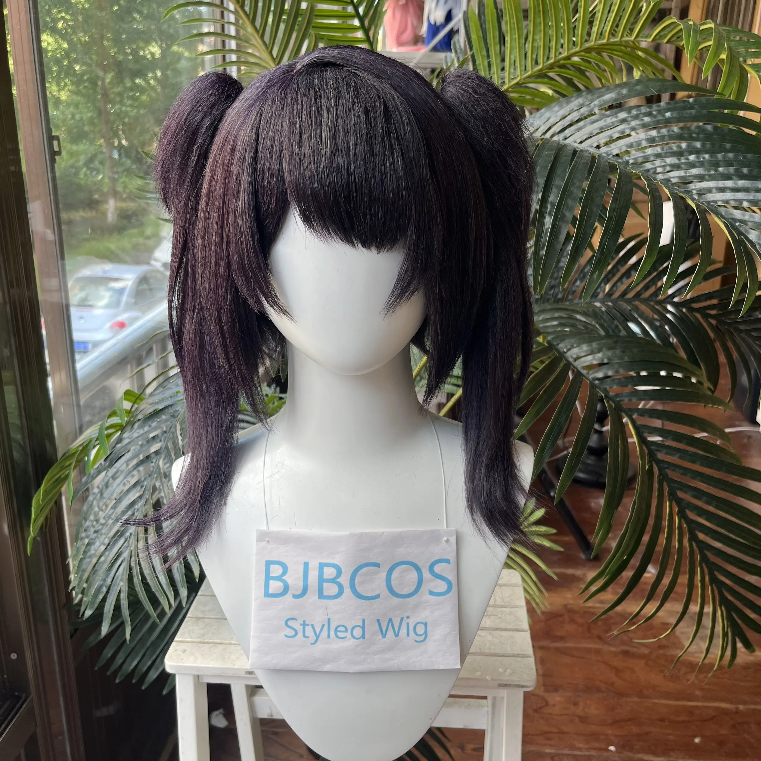 Anime Cosplay Girl With Black Hair - 스타일링된 가발 ‌ 아메 코스프레 가발