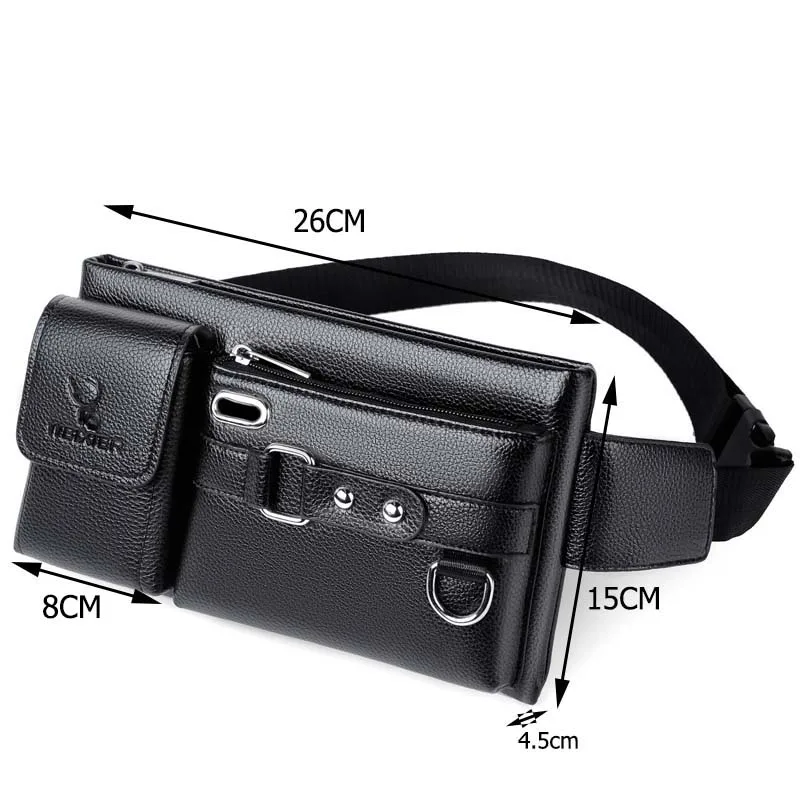 Waist Packs Men Top PU Fanny Bag for Phone Pouch Messenger Bags Fanny Pack Male Travel Waist Bag Fashion Motorcycle Sac Banane