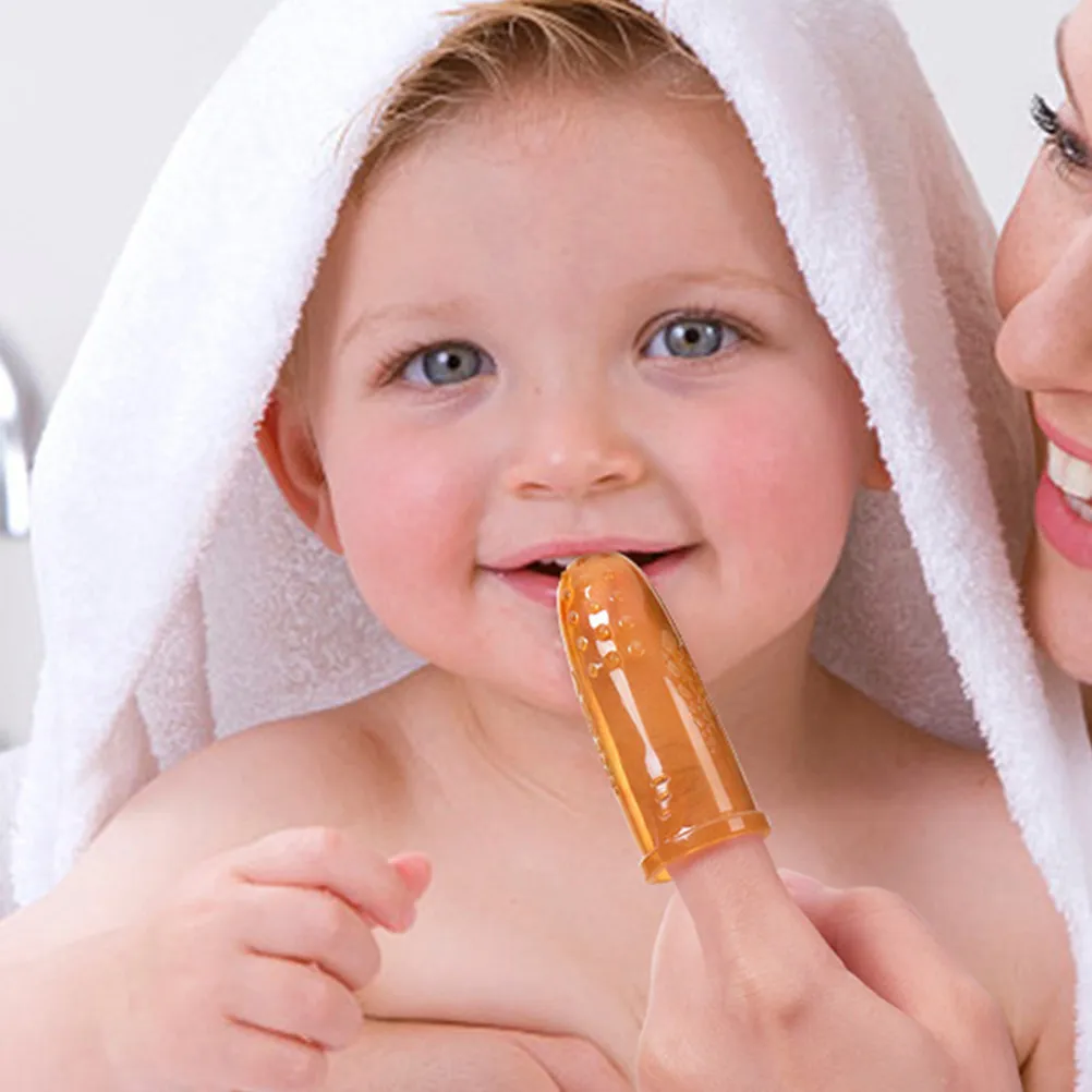 1Set Baby Finger Toothbrush Silicone Double Sided Toddler Oral Cleaning Brush Teeth Massager Infant Kids Care Tool