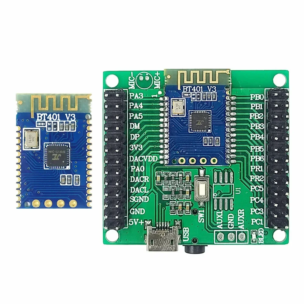 BT401 Bluetooth Module Serial Port to I2C Output IIS DAC for BLE MP3 AT Audio Bluetooth Audio Modules Support Voice Broadcast