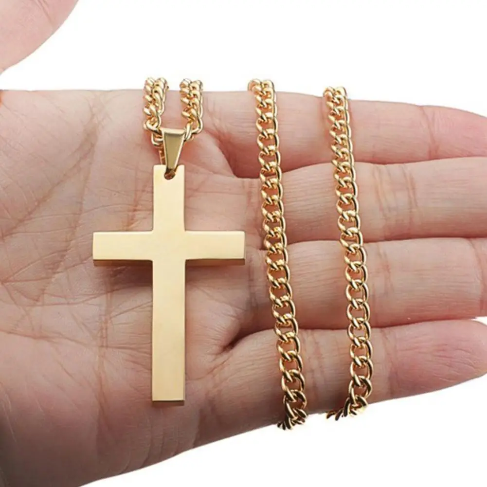 Cross Necklace Christian Titanium Steel For Men's Jewelry Pendant With Stainless Steel Chain Korean Neutral Fashion Accessory