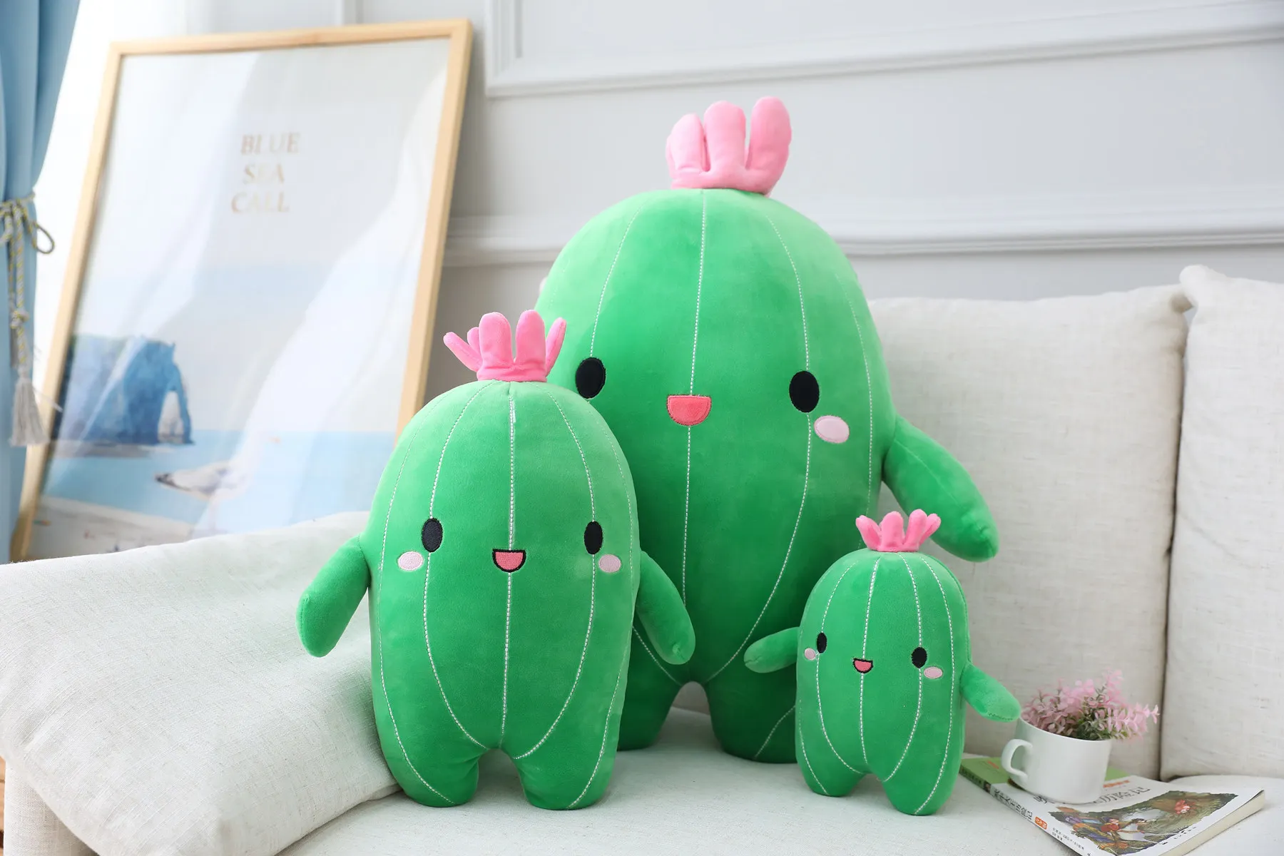 Cute Cactus Flower Plant Plush Toy Stuffed Cactus Doll Pillow Cushion Bolster Kids Children Boy Girl Gift Room Bedroom Decor