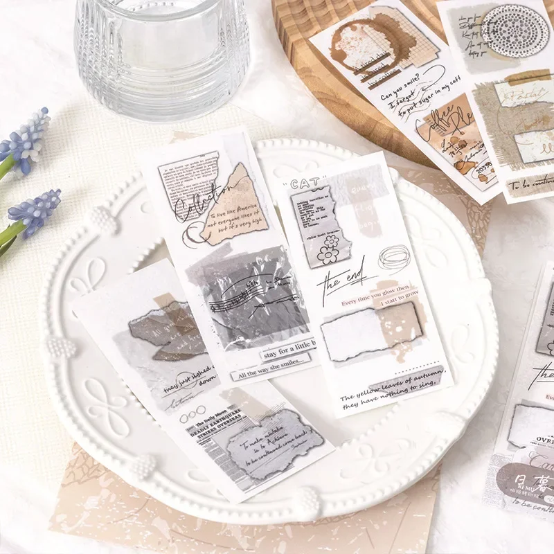 

3Sheets Stickers Pack transfer printing Heartbeat Diary seamless Coffee decorative diy sticker Supplies Scrapbook cut 152*63mm