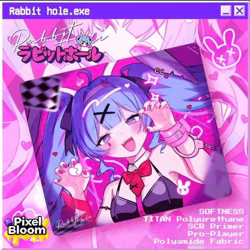 

Коврик для мыши Rabbit Hole Bunny, милый аниме PA тканевый игровой коврик FPS, большой настольный коврик с прошитым краем для VALORANT CS Apex, подарки