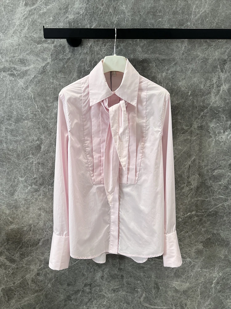 SVORYXIU 2025 新スタイル 秋 デイリーカジュアル レディースシャツ ファッション ホワイト エレガント ルーズ ターンダウンカラーシャツ