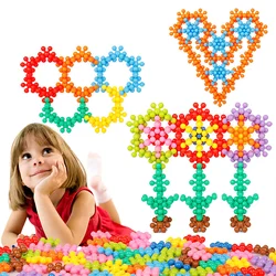 290pcs of Plum Blossom Building Blocks 3D Rotating Snowflake Slices 3D Splicing Plastic DIY Toys for Puzzle Early Education