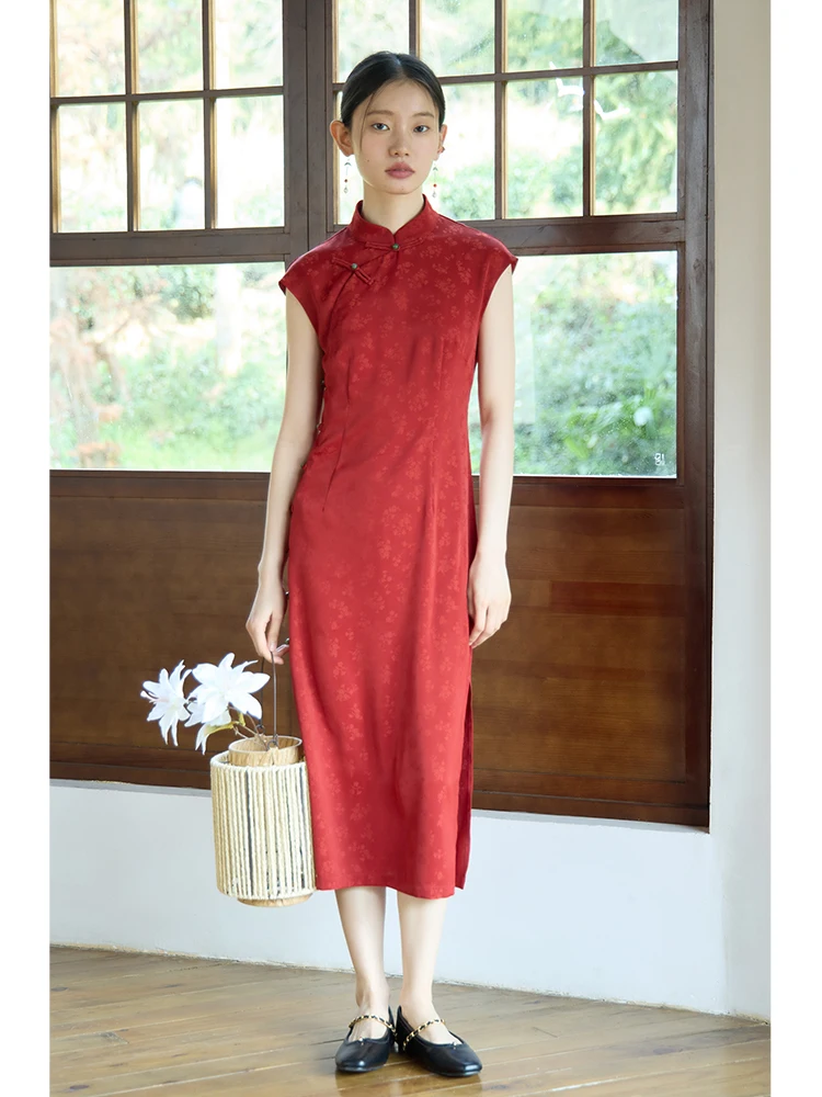 

ZIQIAO, новое улучшенное женское длинное платье Ципао в китайском стиле, Новинка лета 2024, красное универсальное повседневное женское платье в стиле ретро 24ZQ92250